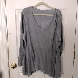 Lame Bryant distressed gray long sleeve blouse top 22/24